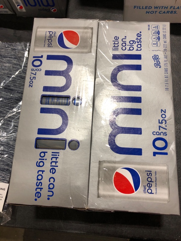 Photo 2 of 2 pack Diet Pepsi Soda, 7.5 Ounce Mini Cans, 10 Pack exp jan 10 2023 