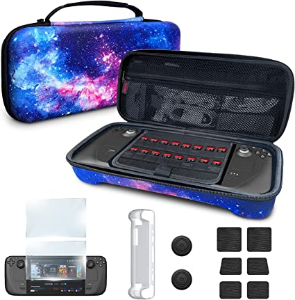 Photo 1 of [12in1] Hard Carrying Case Compatible with Steam Deck,Galaxy Travel Case & Clear Soft TPU Protective Cover Case&2 Screen Protector&Thumb Grip&6 Touchpad Protect Skin for Steam Deck Console Accessories 