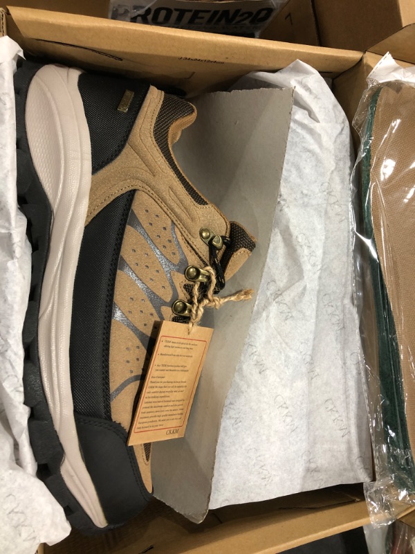 Photo 1 of CKKM Men's Waterproof Hiking Shoes Lightweight Non-Slip Low-Cut Trekking Hiking Sneakers Outdoor Backpacking Camping Climbing Shoes Brown 11
