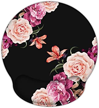 Photo 1 of iLeadon Mouse Pad Wrist Support, Ergonomic Mouse Pad with Wrist Rest, Non-Slip Rubber Base Memory Foam Mousepad for Home Office Computer, Laptop, Easy Typing & Pain Relief, Adorable Peony Flower
