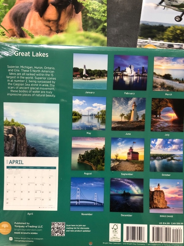 Photo 2 of 2023 Great Lakes Wall Calendar by Bright Day, 12x12 Inch, Beautiful Scenic USA Nature Landscape Photography