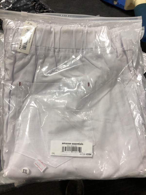 Photo 2 of Amazon Essentials Men's Linen Casual Classic Fit Short XX-Large White