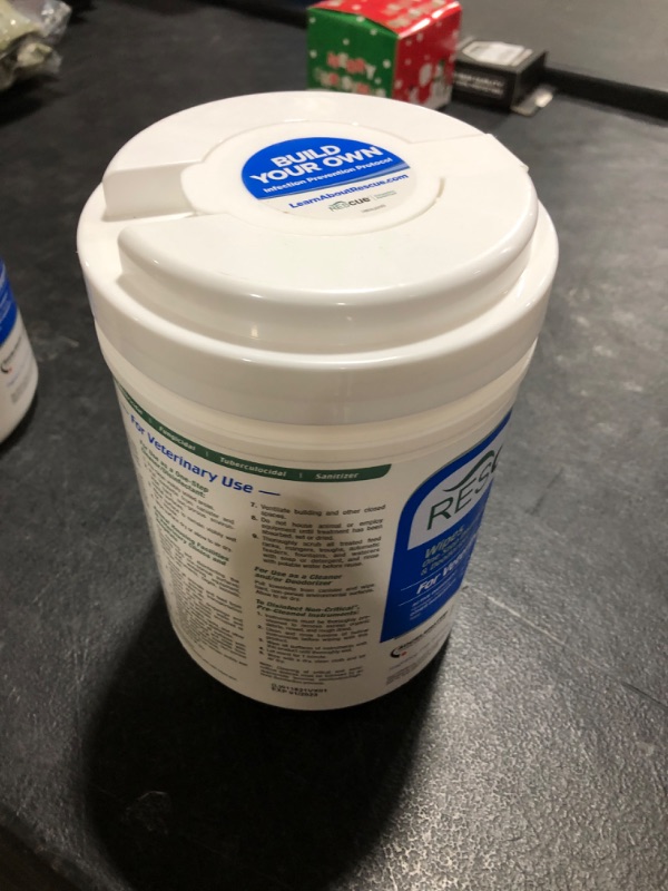 Photo 1 of REScue One-Step Disinfectant Cleaner & Deodorizer for Veterinary Use, EPA Registered Accelerated Hydrogen Peroxide, No Added Fragrance, Standard Size 6x7-Inch Sheets, 160-Wipes Canister (Pack of 1)