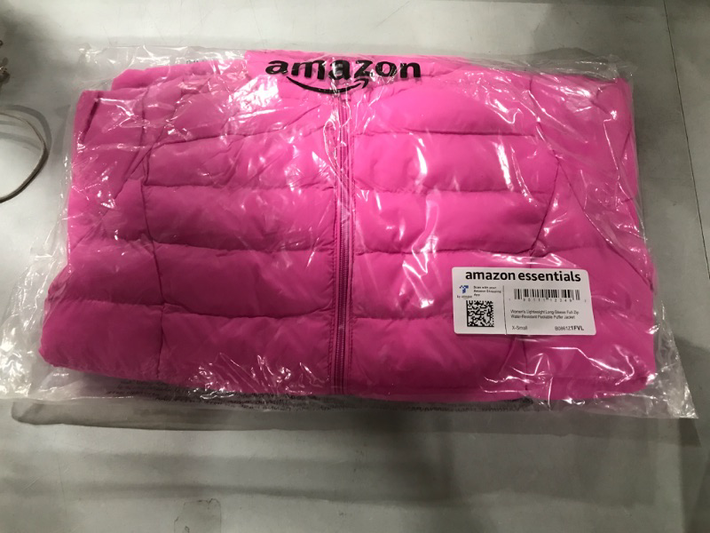 Photo 2 of Amazon Essentials Women's Lightweight Long-Sleeve Water-Resistant Puffer Jacket  X-Small Neon Pink