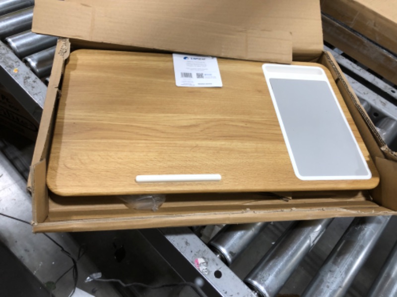 Photo 2 of LapGear Home Office Lap Desk with Device Ledge, Mouse Pad, and Phone Holder - Oak Woodgrain - Fits up to 15.6 Inch Laptops - Style No. 91589 Oak Woodgrain Right-Handed