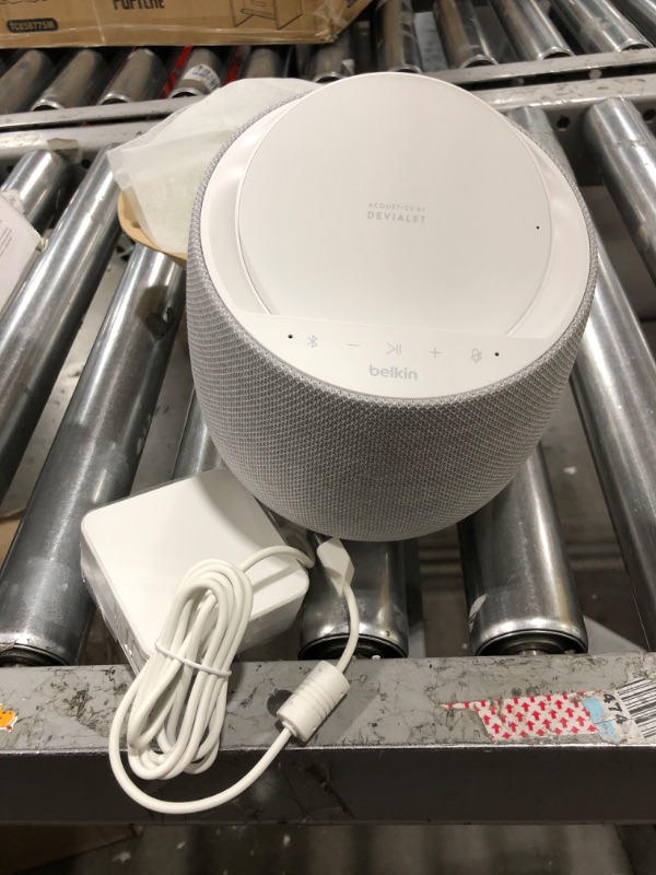 Photo 2 of Belkin SoundForm Elite Hi-Fi Smart Speaker + Wireless Charger (Alexa Voice-Controlled Bluetooth Speaker) Sound Technology by Devialet - Fast Wireless Charging for iPhone, Samsung Galaxy & More (White)