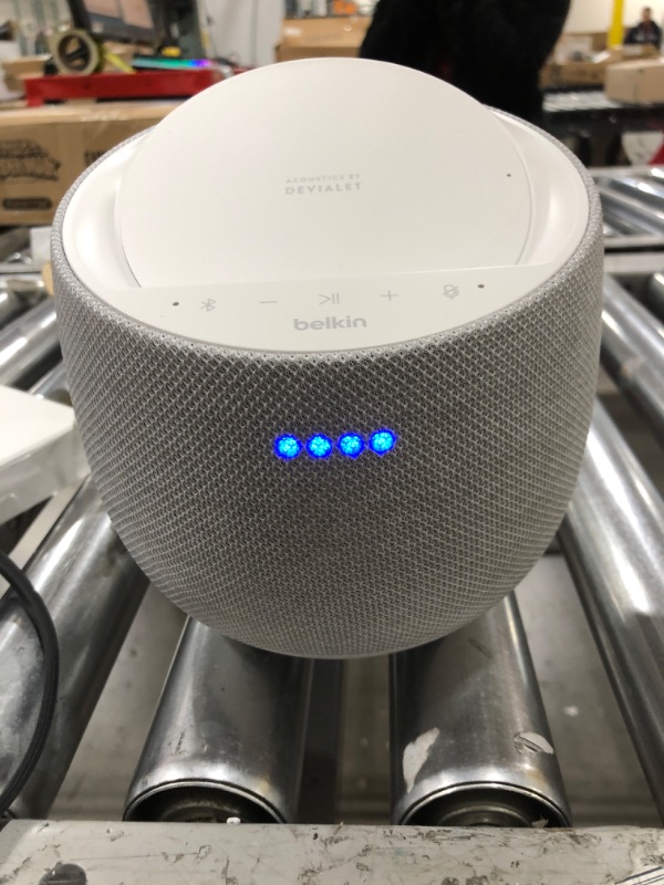 Photo 1 of Belkin SoundForm Elite Hi-Fi Smart Speaker + Wireless Charger (Alexa Voice-Controlled Bluetooth Speaker) Sound Technology by Devialet - Fast Wireless Charging for iPhone, Samsung Galaxy & More (White)
