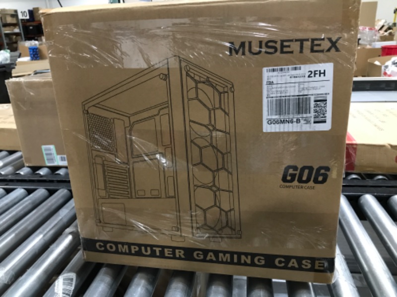 Photo 5 of MUSETEX ATX PC Case Pre-Installed 6Pcs 120mm ARGB Fans, Mid-Tower Computer Gaming Case, USB 3.0 Tempered Glass Phantom Black Computer Case, MN6-B