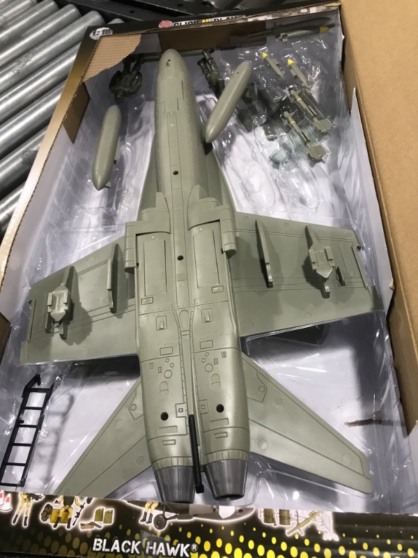 Photo 1 of Click N’ Play Military Air Force F/A 18 Super Hornet Fighter Jet, 16 Piece Play Set with Accessories - Army Action Figures, Missiles, and More, Toy Jets for Boys 6+