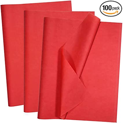 Photo 1 of 100 Sheets Red Tissue Paper - Artdly 14 x 20 Inches Recyclable Red Wrapping Paper Bulk for Weddings Birthday DIY Project Gift wrapping Crafts Decor (Solid Kraft)