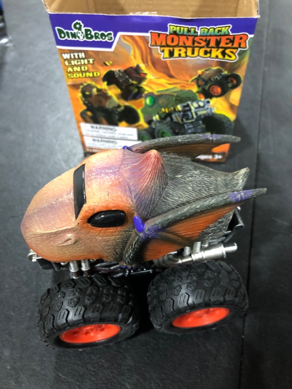 Photo 1 of DINOBROS Dinosaur Car for Kids 3-5, Pterosaur Pull Back Monster Truck Toys with Light and Sound Effect for Boys and Girls 04 Pterosaur