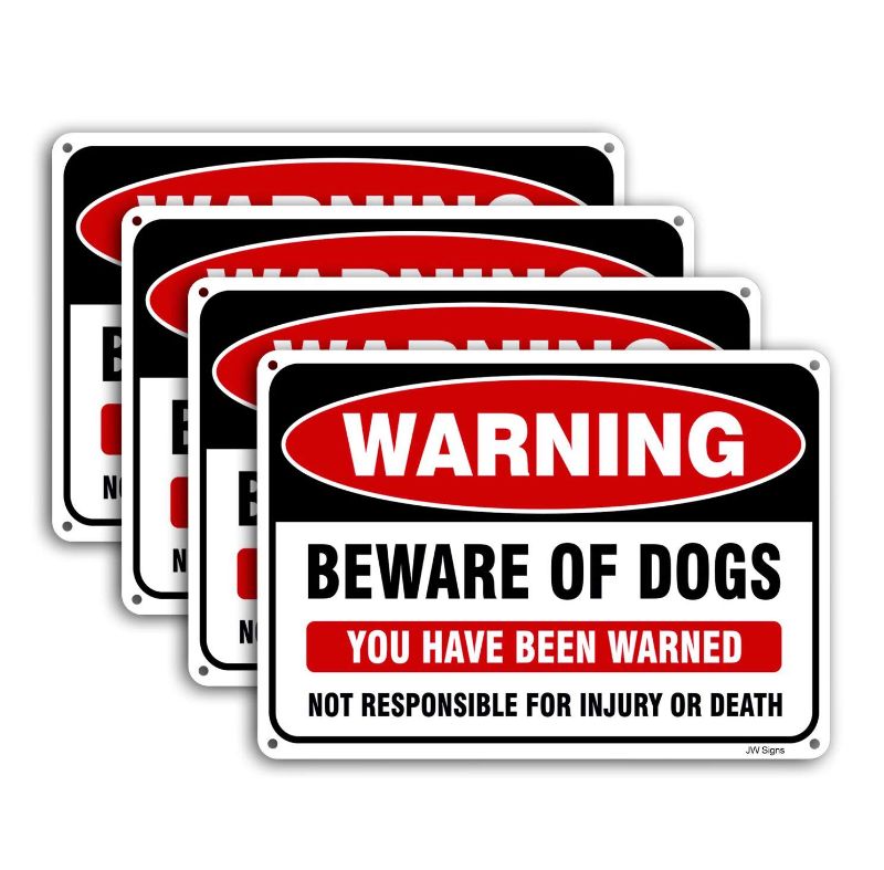 Photo 1 of 4-Pack Beware of Dog Sign 10x7 inches Rust Free .040 Aluminum, UV Printed- Professional Graphics-Metal Reflective- Easy to Mount- Indoor Or Outdoor Use