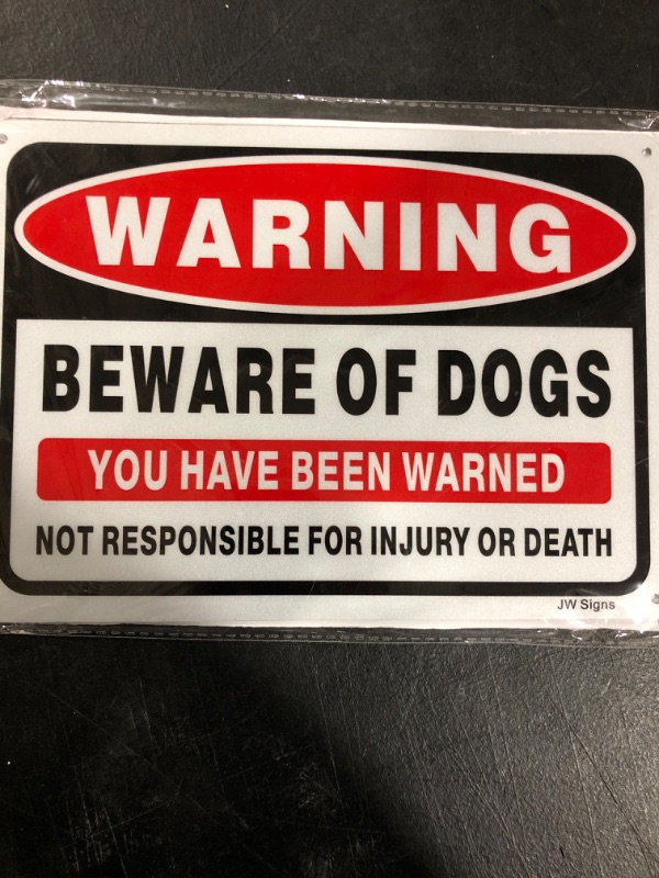 Photo 2 of 4-Pack Beware of Dog Sign 10x7 inches Rust Free .040 Aluminum, UV Printed- Professional Graphics-Metal Reflective- Easy to Mount- Indoor Or Outdoor Use