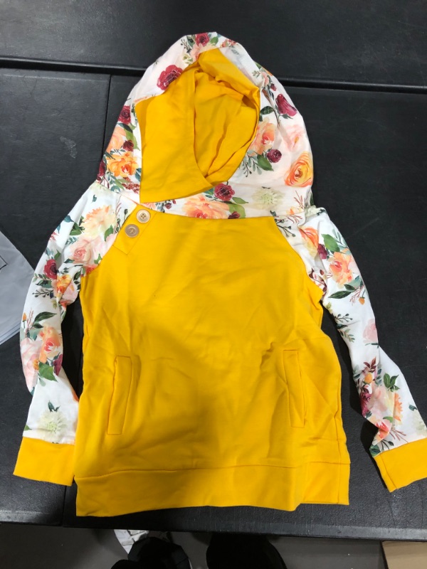 Photo 2 of BesserBay Girls Floral Color Block Hooded Sweatshirt with Kangaroo Pocket 4-12 Years Szie XS