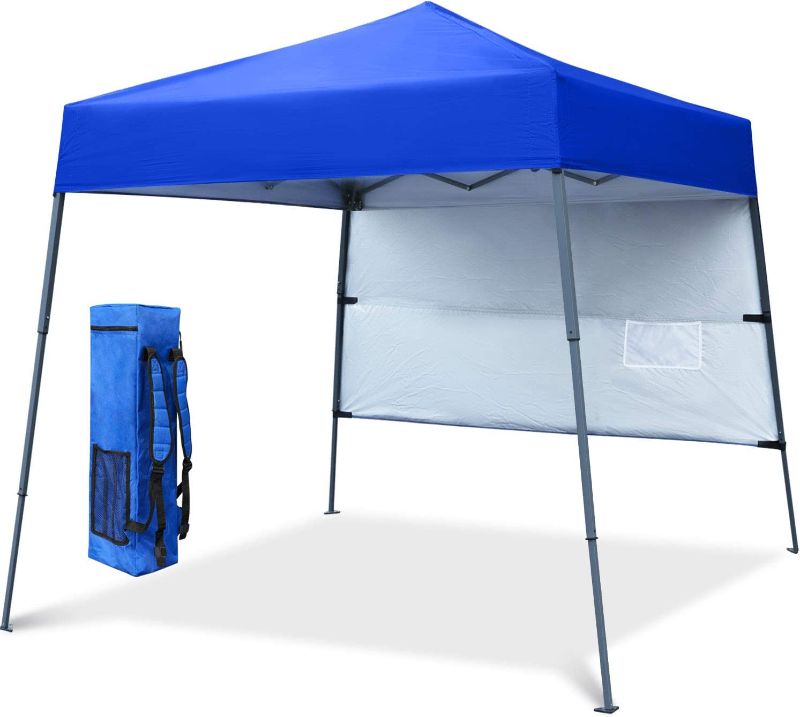 Photo 1 of 10x10Ft Compact Lightweight Backpack Canopy Sun Protection Pop-Up Shelter Slant Leg Beach Tent(Royal Blue)
