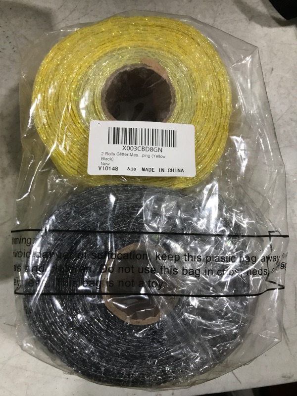 Photo 1 of 2 ROLLS GLITTER MESH (YELLOW,BLACK)