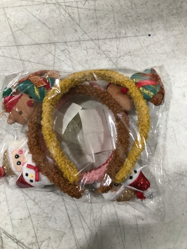 Photo 2 of 4PCS Christmas Headbands Reindeer Santa Snowman Gift Antler Wash Headband for Women Girls SPA Skin Care Hairlace, Cosplay Headband Costume Soft Facial Hair Band Head Wrap, Makeup Washing Hair Accessories