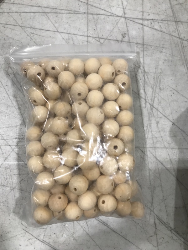 Photo 1 of 140pcs 20mm Natural Wood Beads - Unfinished Loose Wood Beads Crafts, Suitable for Home and Holiday Decor, DIY Jewelry Making