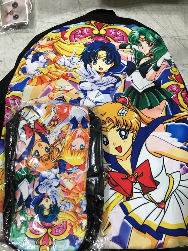 Photo 3 of 3D Anime Backpack Cartoon Backpacks 17in Bookbag Anime Laptop Daypack Matching Pencil Case Set Color S1