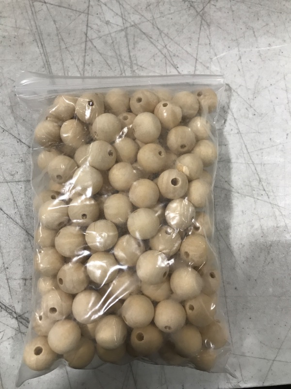 Photo 2 of 140pcs 20mm Natural Wood Beads - Unfinished Loose Wood Beads Crafts, Suitable for Home and Holiday Decor, DIY Jewelry Making