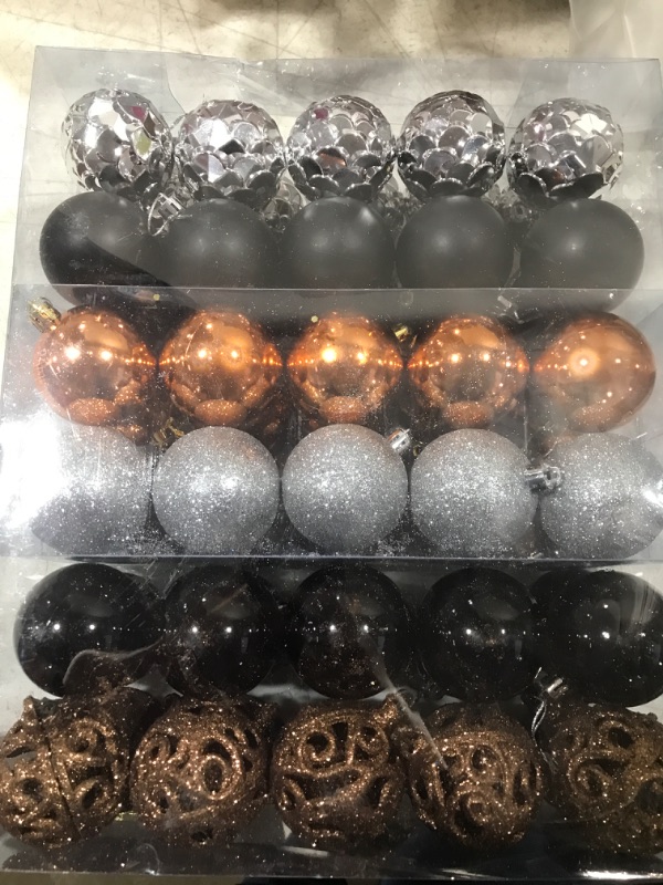 Photo 2 of 0PCS Christmas Ornaments for Xmas Tree,2.36Inch Shatterproof Christmas Ball Ornaments, Xmas Seasonal Mixed Hanging Balls for Christmas Tree Party Holiday Decor(Bronze&Black&Silver)