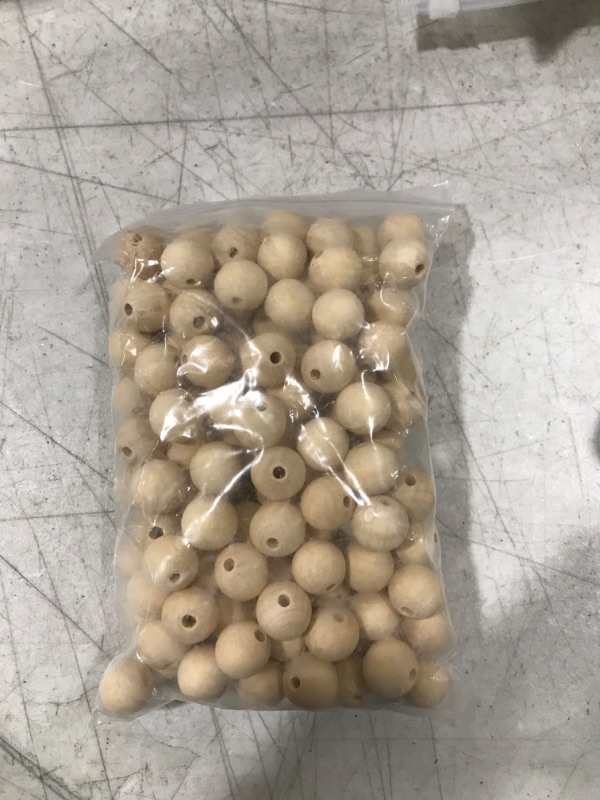 Photo 2 of 140pcs 20mm Natural Wood Beads - Unfinished Loose Wood Beads Crafts, Suitable for Home and Holiday Decor, DIY Jewelry Making