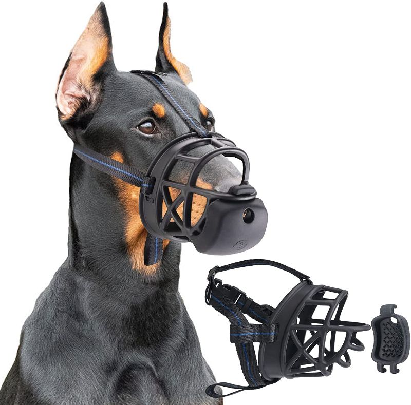 Photo 1 of 
Zeaxuie Dog Muzzle, Dog Basket Muzzle with Slow Feeder Pad for Small Medium Large Dogs, Prevents Chewing Biting Licking Wound and Scavenging, Allow Panting...