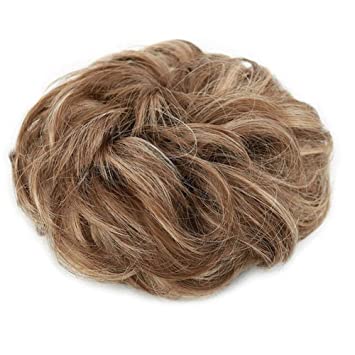 Photo 1 of DIGAO Wave Curly Hair Scrunchy Extensions Tousled Bun Hairpieces Buns Chignons for Women Girls,Messy Scrunchies Piece Kids Updo Donut Wavy Synthetic Chignon 1 PCS(12H24 light linen mixed gold)