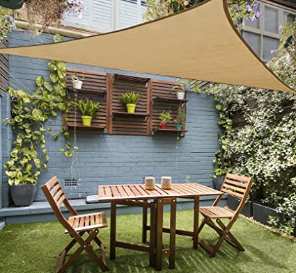 Photo 1 of  Triangle Sand Sun Shade Sail Canopy UV Block Awning for Outdoor Patio Garden Backyard