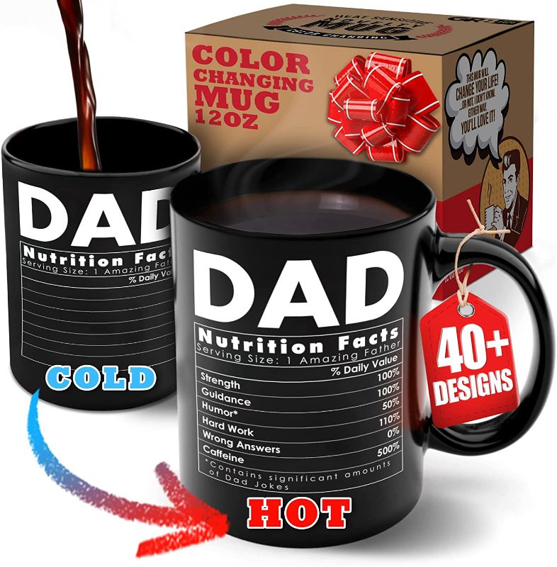 Photo 1 of 
Heat Changing Worlds Best Dad Mug. 12oz Dad Nutrition Facts Funny Coffee Mugs for Dad. Funny Mug from Son or Daughter. Birthday Gifts for Dad