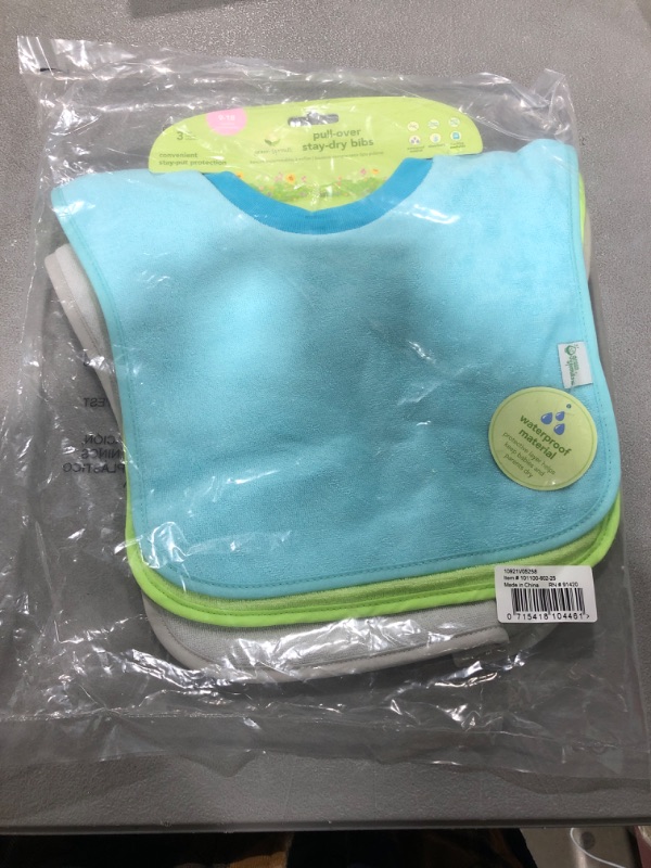 Photo 2 of Green Sprouts 3pk Stay-Dry Pull-Over Toddler Bib - Aqua Set