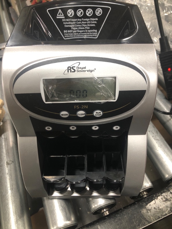 Photo 2 of Royal Sovereign 2 Row Electric Coin Counter/Sorter with Patented Anti-Jam Technology and Digital Counting Display (FS-2N), Black/Silver