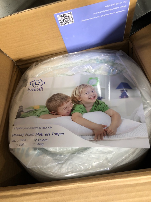 Photo 1 of Emolli 3 Inch Memory Foam Mattress Topper Queen Size with Removable Bamboo Cover - Gel Infused High Density Cooling Bed Pad