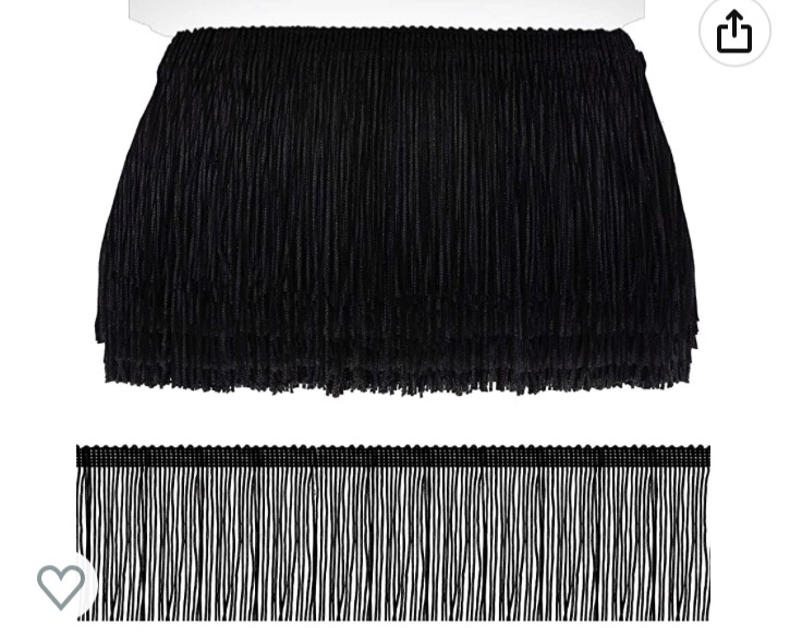 Photo 1 of 14 Yards Chainette Fringe Trim Black Polyester Fibre Tassel Decorative Fringe Trim Accessories for Latin Costume Wedding Dress DIY Lampshade Decoration (4 Inch Wide)