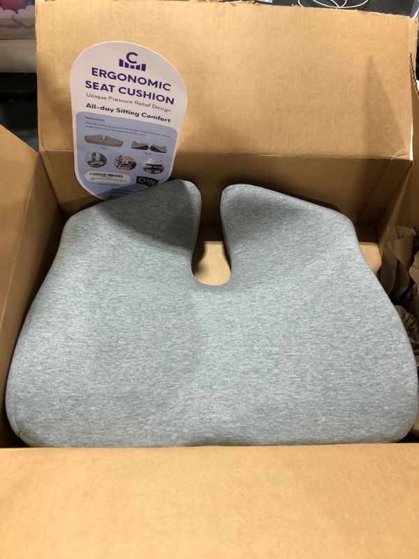 Photo 2 of Cushion Lab Patented Pressure Relief Seat Cushion for Long Sitting Hours on Office/Home Chair, Car, Wheelchair - Extra-Dense Memory Foam for Hip, Tailbone, Coccyx, Sciatica - Light Grey Gray