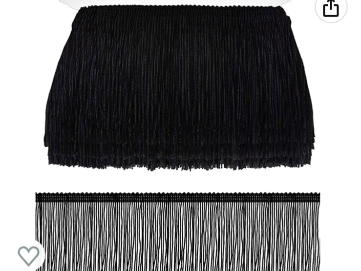 Photo 1 of 14 Yards Chainette Fringe Trim Black Polyester Fibre Tassel Decorative Fringe Trim Accessories for Latin Costume Wedding Dress DIY Lampshade Decoration (4 Inch Wide)