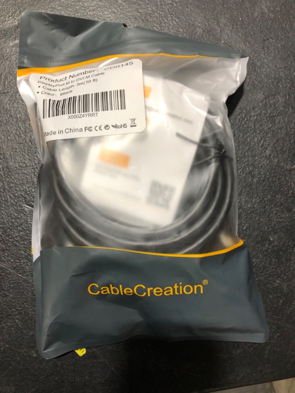 Photo 2 of CableCreation DisplayPort to DVI Cable 10FT, DVI to DP Cable, DVI to DisplayPort Adapter Male to Male, 1080P 60Hz Full HD Gold-Plated DVI to DisplayPort Cable 10Feet