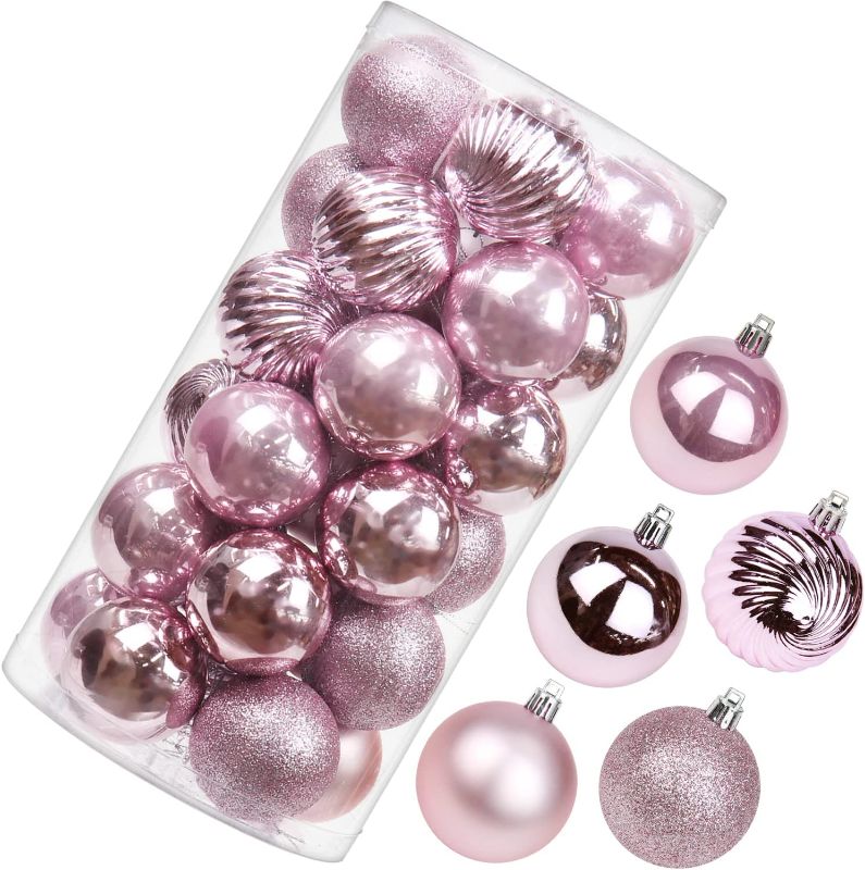 Photo 1 of 2.36" Christmas Ball Ornaments Shatterproof Pink Christmas Ornaments Set 30 pcs Pink Ornaments for Christmas Tree Halloween Holiday Wedding Party Decoration
