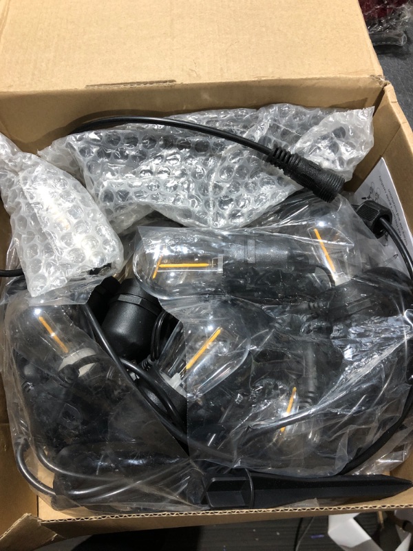 Photo 1 of Lomotech Updated Solar String Lights Outdoor, 39 Feet Heavy Duty Outdoor String Lights with 16 Hanging Edison Plastic S14 Bulbs, Shatterproof and Waterproof LED Solar Porch String Lights, Warm White 39FT-S14