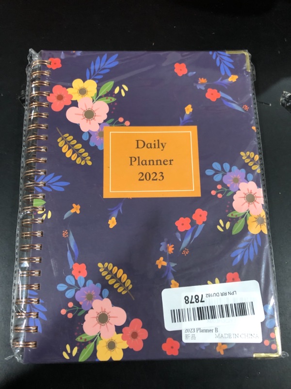 Photo 2 of 2023 Planner Weekly and Monthly Planner, January - December, 6.5" x 8.5", Flexible Hard Cover, Spiral-bound, School Daily Notebook with Inner Pocket Dark Blue