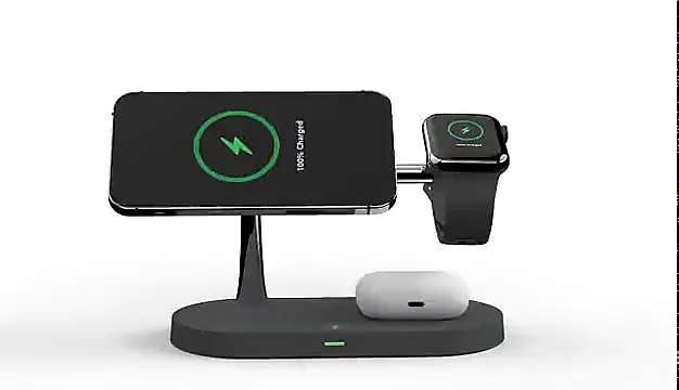 Photo 1 of 5 in 1 Magnetic Wireless Charger Stand, 15W Qi Fast Charging Dock Station Holder LED Night Light Compatible with Magsafe iPhone 14/13/12 Pro Max Mini, iWatch SE/8/7/6/5/4/3/2, AirPods 3/2/Pro