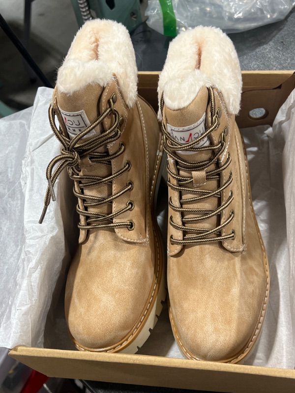 Photo 3 of ANJOUFEMME Winter Snow Hiking Work Boots Shoes for Women SIZE 8.5 116-light Brown