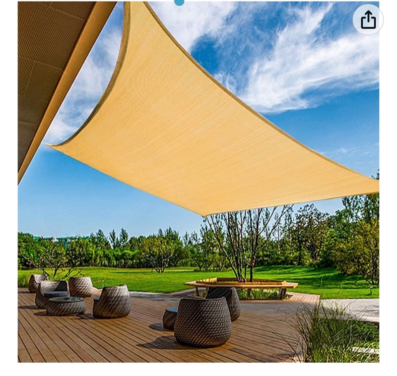 Photo 1 of 10' x 13'Rectangle Sunshade Cover Shade Sails Canopy Durable Waterproof Fabric Cloth Outdoor Sun Shade UV Protection for Patios, Deck, Pool, Gazebo-Sand