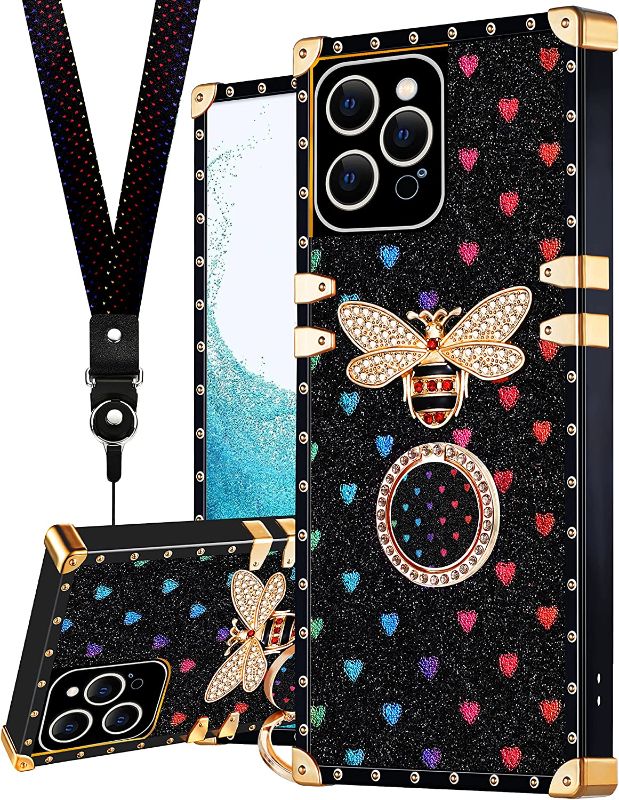 Photo 1 of Loheckle for Square iPhone 14 Pro Max Case, Designer Retro Luxury Cases for Women with Ring Stand Holder and Lanyard, Stylish Bee Cute Cover for iPhone 14 Pro Max 6.7 Inch https://a.co/d/cIsurCt