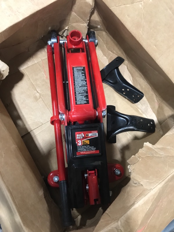 Photo 2 of BIG RED T83006 Torin Hydraulic Trolley Service/Floor Jack with Extra Saddle (Fits: SUVs and Extended Height Trucks): 3 Ton (6,000 lb) Capacity, Red
