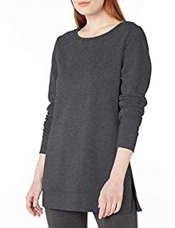 Photo 1 of Amazon Essentials Women's Open-Neck Fleece Tunic Sweatshirt Sweater, Charcoal Heather, X-Large (B07W4J67FQ)
