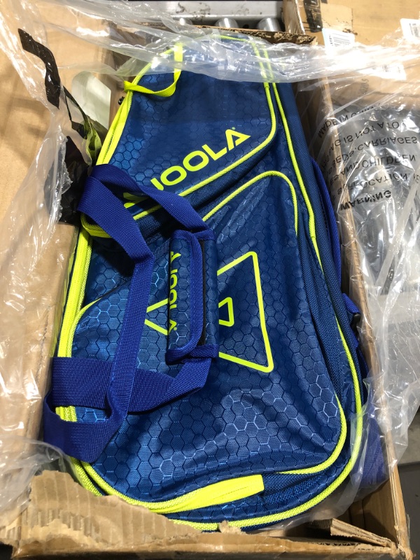 Photo 2 of JOOLA Tour Elite Pickleball Bag – Backpack & Duffle Bag for Paddles & Pickleball Accessories – Thermal Insulated Pockets Hold 4+ Paddles - With Fence One Size Navy/Yellow