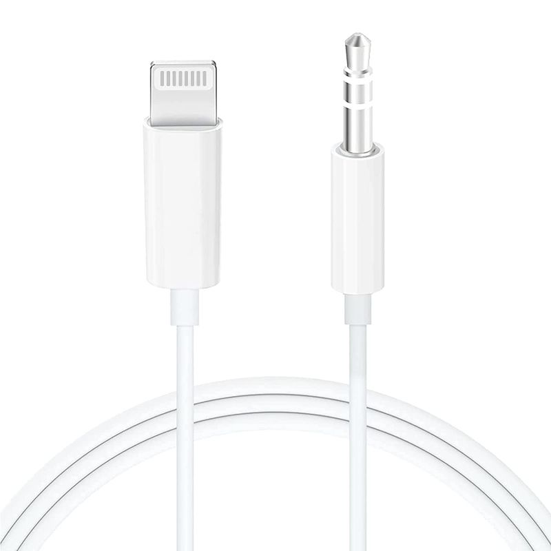 Photo 1 of iSkey Aux Cord for iPhone, 3.5mm Aux Cable for Car Compatible with iPhone 13 12 11 XS XR X 8 7 6 iPad iPod for Car Home Stereo, Speaker, Headphone, Support All iOS Version - 3.3ft (White) 