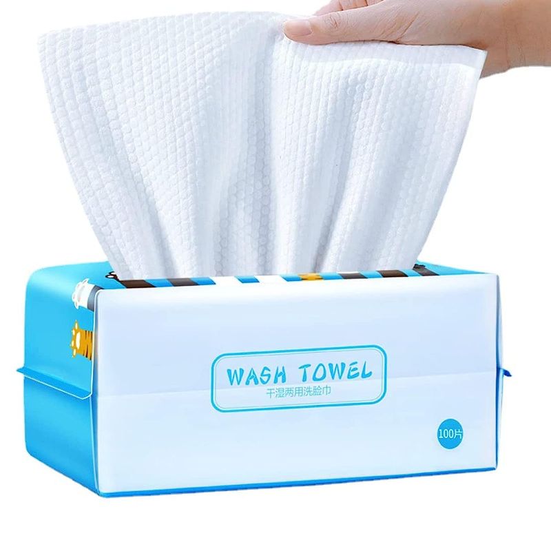 Photo 1 of  ChenTaid Disposable Facial Tissue, Thick Cotton Soft Facial Tissue, 100% Cotton Tissue, Wet and Dry Makeup Remover Cleansing Tissue for Sensitive Skin, 100 Sheets 