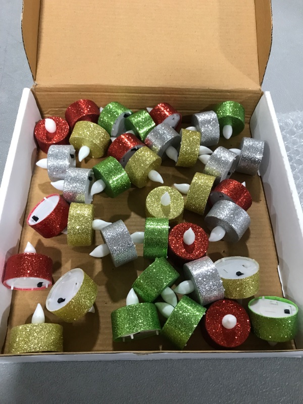 Photo 2 of 36 Packs Christmas Candle Glitter Battery Operated LED Tea Lights Flickering Flameless Fake Tealights